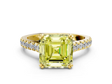 Yellow gold Fancy Yellow Asscher  Solitaire Pave Diamond Engagement Ring with Prong Setting_23