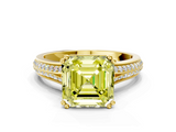 Yellow gold Fancy Yellow Asscher  Solitaire Pave Split Shank Engagement Ring with Six-Prong Setting_16