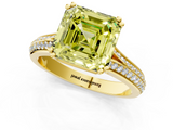 Yellow gold Fancy Yellow Asscher  Solitaire Pave Split Shank Engagement Ring with Six-Prong Setting_17