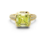 Yellow gold Fancy Yellow Asscher  Solitaire Pave Split Shank Ring with Four-Prong Setting_69