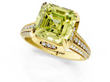 Yellow gold Fancy Yellow Asscher  Solitaire Pave Split Shank Ring with Four-Prong Setting_70