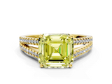 Yellow gold Fancy Yellow Asscher  Solitaire Split Shank Pavé Diamond Engagement Ring_34