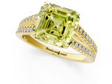 Yellow gold Fancy Yellow Asscher  Solitaire Split Shank Pavé Diamond Engagement Ring_35