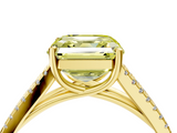 Yellow gold Fancy Yellow Asscher  Solitaire Split Shank Pavé Diamond Engagement Ring_38