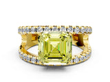 Yellow gold Fancy Yellow Asscher  Solitaire Split Shank Pave Diamond Ring_41