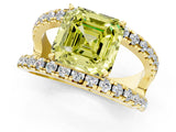 Yellow gold Fancy Yellow Asscher  Solitaire Split Shank Pave Diamond Ring_42
