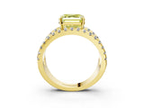 Yellow gold Fancy Yellow Asscher  Solitaire Split Shank Pave Diamond Ring_44
