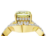 Yellow gold Fancy Yellow Asscher  Solitaire Twist Band Pavé Diamond Engagement Ring_19