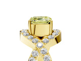 Yellow gold Fancy Yellow Asscher  Solitaire Twist Band Pavé Diamond Engagement Ring_20