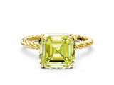 Yellow gold Fancy Yellow Asscher  Solitaire Twist Band Ring with Four-Prong Setting_83