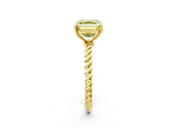 Yellow gold Fancy Yellow Asscher  Solitaire Twist Band Ring with Four-Prong Setting_85