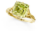 Yellow gold Fancy Yellow Asscher  Solitaire Twist Band Six-Prong Setting 2