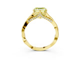 Yellow gold Fancy Yellow Asscher  Solitaire Twist Band Six-Prong Setting 4