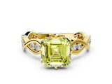 Yellow gold Fancy Yellow Asscher  Solitaire Twist Band with Leaf Prong Setting_26