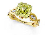 Yellow gold Fancy Yellow Asscher  Solitaire Twist Band with Leaf Prong Setting_27