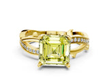 Yellow gold Fancy Yellow Asscher  Solitaire Twist Band with Pavé Accents and Four-Prong Setting_21