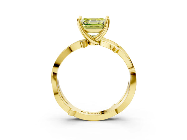 Yellow Gold Asscher Cut Crossover Twist Pave Engagement Ring Setting for Fancy Yellow Center