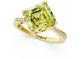 Yellow gold Fancy Yellow Asscher  Solitaire Twist Band with Pavé Diamonds and Four-Prong Setting_116
