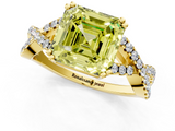 Yellow gold Fancy Yellow Asscher  Solitaire Twist Band with Pavé Setting and Four-Prong Setting_1