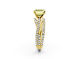 Yellow gold Fancy Yellow Asscher  Solitaire Twist Band with Pavé Setting and Four-Prong Setting_2