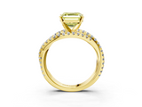 Yellow gold Fancy Yellow Asscher  Solitaire Twist Band with Pavé Setting and Four-Prong Setting_3