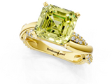 Yellow gold Fancy Yellow Asscher  Solitaire Twist Band with Pave Prong Setting_17