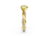 Yellow gold Fancy Yellow Asscher  Solitaire Twist Band with Pave Prong Setting_18