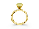 Yellow gold Fancy Yellow Asscher  Solitaire Twist Band with Pave Prong Setting_19