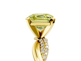 Yellow gold Fancy Yellow Asscher  Solitaire Twist Band with Pave Prong Setting_21