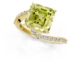 Yellow gold Fancy Yellow Asscher  Solitaire Twist Band with Pave Set Diamonds and Four-Prong Setting_1