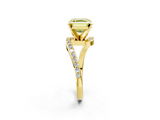 Yellow gold Fancy Yellow Asscher  Solitaire Twist Band with Pave Set Diamonds and Four-Prong Setting_2