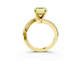 Yellow gold Fancy Yellow Asscher  Solitaire Twist Band with Pave Set Diamonds and Four-Prong Setting_3