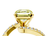 Yellow gold Fancy Yellow Asscher  Solitaire Twist Band with Pave Set Diamonds and Four-Prong Setting_4