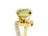 Yellow gold Fancy Yellow Asscher  Solitaire Twist Band with Pave Set Diamonds and Four-Prong Setting_5