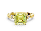 Yellow gold Fancy Yellow Asscher  Solitaire Twisted Band Prong Set Engagement Ring_51
