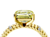Yellow gold Fancy Yellow Asscher  Solitaire Twisted Band Prong Set Engagement Ring_55