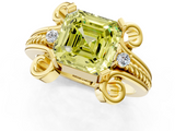 Yellow gold Fancy Yellow Asscher  Solitaire Twisted Band Scroll Prong Ring_4