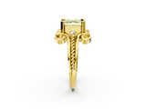 Yellow gold Fancy Yellow Asscher  Solitaire Twisted Band Scroll Prong Ring_5