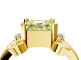 Yellow gold Fancy Yellow Asscher  Solitaire Twisted Band Scroll Prong Ring_7