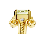 Yellow gold Fancy Yellow Asscher  Solitaire Twisted Band Scroll Prong Ring_8