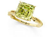 Yellow gold Fancy Yellow Asscher  Solitaire Twisted Band with Bead Prong Setting_69