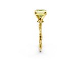 Yellow gold Fancy Yellow Asscher  Solitaire Twisted Band with Bead Prong Setting_70