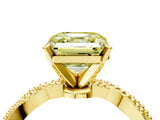 Yellow gold Fancy Yellow Asscher  Solitaire Twisted Band with Bead Prong Setting_72