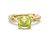 Yellow gold Fancy Yellow Asscher  Solitaire Twisted Band with Pavé Accents and Four-Prong Setting_19