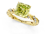 Yellow gold Fancy Yellow Asscher  Solitaire Twisted Band with Pavé Accents and Four-Prong Setting_20