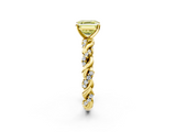 Yellow gold Fancy Yellow Asscher  Solitaire Twisted Band with Pavé Accents and Four-Prong Setting_21