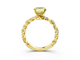 Yellow gold Fancy Yellow Asscher  Solitaire Twisted Band with Pavé Accents and Four-Prong Setting_22