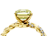 Yellow gold Fancy Yellow Asscher  Solitaire Twisted Band with Pavé Accents and Four-Prong Setting_23