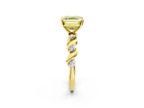 Yellow gold Fancy Yellow Asscher  Solitaire Twisted Band with Prong Setting 2