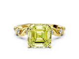 Yellow gold Fancy Yellow Asscher  Solitaire Twisted Band with Prong Setting